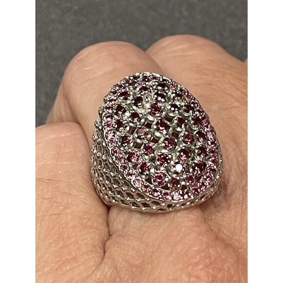 Stunning Sterling Silver Genuine Garnet Dome Ring Signed 925 Size 7 NWOT - Picture 7 of 8